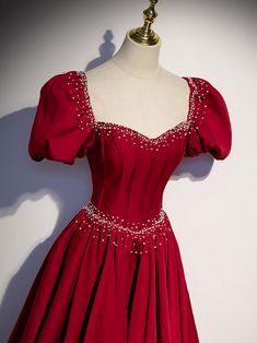 Burgundy Ball Gown Evening Dress For Party, Elegant Burgundy Ball Gown Evening Dress, Elegant Burgundy Ball Gown For Wedding, Burgundy Satin Dress For Prom Season, Burgundy Gown For Prom Banquet, Elegant Burgundy Evening Dress For Prom, Burgundy Satin Evening Dress For Wedding, Elegant Burgundy Evening Dress For Prom Season, Fitted Burgundy Ball Gown Evening Dress