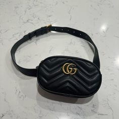 - Authentic! - Literally Worn Once, Looks Brand New - Perfect Condition Gucci Leather Belt Bag With Removable Pouch, Rectangular Leather Gucci Belt Bag, Gucci Belt Bag With Removable Pouch For Travel, Gucci Black Bag With Removable Pouch, Black Gucci Bag With Removable Pouch, Classic Gucci Belt Bag For Travel, Gucci Luxury Leather Belt Bag, Luxury Black Rectangular Belt Bag, Luxury Black Belt Bag For Evening