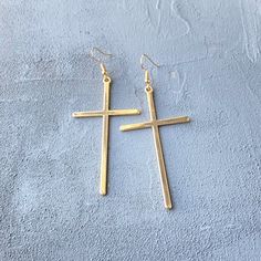 Big cross gold and silver color earrings -- Jesus Loves you! Anti-allergy hook. For everyday, evening, work, dating, wedding, party, fashion and trend! Length: 7 Centimeters; Width: 4 Centimeters Style: Minimalist Christian cross necklace: https://www.etsy.com/listing/552756206/cross-necklace-real-flowers-jewelry?ref=shop_home_active_61&pro=1&frs=1 https://www.etsy.com/listing/640326800/sross-from-real-flowers-in-resin-baptism?ref=shop_home_active_62&pro=1&frs=1 https://www.etsy. Big Cross Earrings, Christian Jewelry For Women, Cheap Cross-shaped Earrings, Elegant Hypoallergenic Cross-shaped Earrings, Black Cross-shaped Earrings For Gift, Christian Cross Necklace, Collectible Cross-shaped Jewelry With Large Pendant, Big Statement Earrings, Big Cross