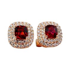 Please check out the HD video. Here is a pair of glowing vivid red spinel stud earrings. The earrings are set in 18k rose gold and diamonds. Two vivid red spinels total 1.47cts. There are 0.55Cts of round brilliant full cut diamonds in this double halo setting. The Spinels are translucent. The color saturation is full and unforgettable. We kept the backs open so you can enjoy the true colors of these spinels. Earrings are full of life and pleasing to the eyes. We cherry picked the best of the be Ruby Earrings Studs Zales, Ruby Earrings Studs, Red Spinel, Oval Stud Earrings, Edwardian Jewelry, Halo Earrings, Halo Setting, Double Halo, Ruby Earrings