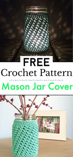 the mason jar cover is free crochet pattern