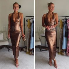 New With Tags Bloggers Favorite! Copper Color Dress Bronze, Brown Metallic Dress, Bronze Dress Accessories, Brown Gold Dress, Zara Halter Neck Midi Dress For Night Out, Zara Gold Party Dress, Zara Halter Neck Midi Dress For Party, Zara Gold Evening Dress, Zara Glamorous Midi Dress For Formal Occasions