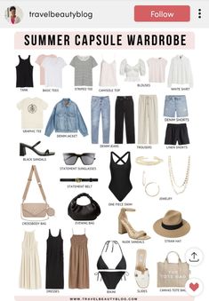 Feminine Core Outfit, Greek Capsule Wardrobe, Australian Vacation Outfits, Ibiza Capsule Wardrobe, European Fashion Summer 2024, Europe Trip Outfits Summer, 54321 Packing, 10 Day Travel Wardrobe Summer, Minimalist Summer Wardrobe