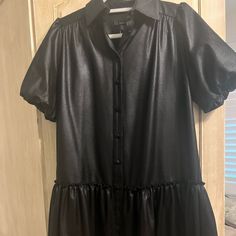 Drew Black Leather Dress. Small. Nwt Short Sleeve Leather Dress, Express Black Leather Dress, Black Leather Sleeveless Mini Dress, Edgy Black Faux Leather Mini Dress, Chic Mini-length Faux Leather Dress, Black Leather Dresses, Leather Dress, Black Leather, Womens Sizes