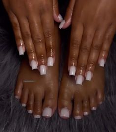 Glossy Milky White Nails, Pink And Milky White Nails, Milky White Nails And Toes, White Nails And Toes Matching, Matching Hands And Toes Nails, White Set Nails, White Nut Nails, Milky Nails Short, Frosted White Nails