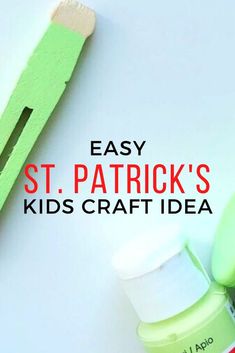 an easy st patrick's kids craft idea with toothbrushes, glue and paint