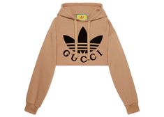 Gucci x adidas Cropped Sweatshirt Beige Gucci Crop Top, Gucci Collaboration, Adidas X Gucci, Gucci X Adidas, Gucci Hoodie, Designer Sportswear, Adidas Crop, Cropped Sweatshirt, Adidas X