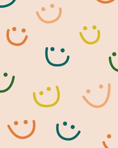 an image of colorful smiley faces on a white background with orange, green, and blue colors