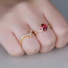 Ruby Ring, Rose Gold Ruby Ring, Oval Ruby Engagement Ring, Bridal Wedding Ring Set, Crown Stacking Ring, July Birthstone, Ruby Gemstone, Gift Unique wedding set,perfect as engagement/wedding ring, birthday or anniversary gift, etc. Engagement Ring ❀gemstone is 6x8mm oval cut lab created ruby, about 1.6ct❀ ❀side stone and halo stone are lab created ruby and CZ man made diamond stones,VVS Clarity,AAA❀ ❀925 Sterling Silver,Rose/White/Yellow Gold Plated❀ Wedding Band ❀Round cut and marquise cut CZ m Oval Fine Jewelry Couple Rings For Wedding, Elegant Rings For Marriage On Valentine's Day, Elegant Marriage Rings For Valentine's Day, Oval Cubic Zirconia Stackable Rings, Heart-shaped Gemstone Ring For Valentine's Day, Valentine's Day Oval Diamond Ring With Prong Setting, Oval Gemstone Heart Ring As Gift, Oval Gemstone Heart Ring For Gifts, Oval Rings For Marriage Fine Jewelry