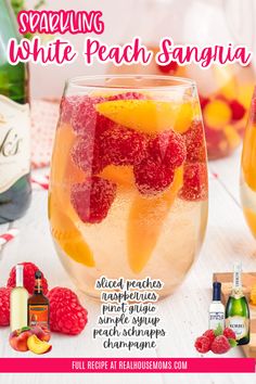 an advertisement for sparkling white peach sangria