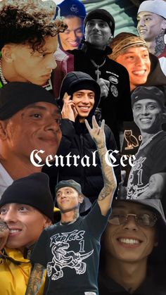 a collage of people with the words central see above them