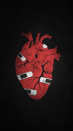 a drawing of a heart on a black background