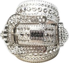 b.b. Simon 'Chrome Crown' Fully Loaded Crystal Belt - Dudes Boutique Luxury Silver Belt With Rhinestones, Formal Silver Belts With Rhinestones, Silver Rhinestone Belts For Formal Occasions, Bb Simon Belts, Crystal Belt, Year Of Dates, Italian Leather, 20 Years, Custom Orders