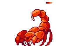 a pixel art image of a red scorpion