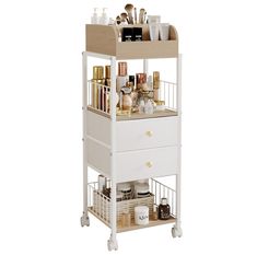 PRICES MAY VARY. Newest Floor Makeup Organizer : This makeup organizer with open spaces and storage drawers is designed to keep the skin care products, cosmetics, makeup accessories, hair tools, bags organized. It can be fixed beside bathroom vanity and bedroom dresser. The sleek and modern finish is an easy fit for home organization. Large Capacity, Classified Storage : The interior of the makeup cabinet is designed with various partitions and c Makeup Cart, Storage With Drawers, Vanity Organizer, Perfume Storage, Organization Cart, Care Organization, Kitchen Clutter, Makeup Holder, Cosmetic Display