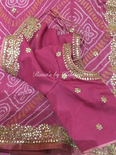 Gotapatti Work Saree, Gotapatti Blouse, Pink Bandhani Saree, Suits Pattern, Tie And Die, Bandhej Saree, Dori Work, Crochet Feather