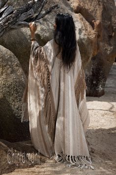 Tassel Poncho Robe / Coffee Beige Bohemian Shawl Poncho, Bohemian Beige Poncho Cape, Beige Fringed Poncho Shawl, Beige Fringe Shawl Poncho, Bohemian Cream Poncho With Fringe, Oversized Cream Bohemian Poncho, Cream Bohemian Long Sleeve Poncho, Beige Long Sleeve Bohemian Cape, Cream Long Sleeve Bohemian Poncho