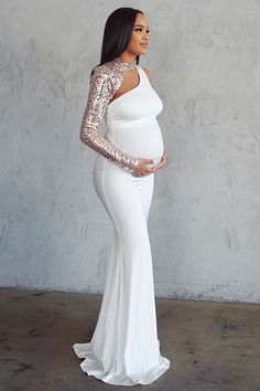 Rehersal White Baby Shower Dress, Pregnant Birthday, Spandex Gown, Maxi Maternity Dress, Lace Maternity Gown, Gown Photography, Maternity Dresses Photography, Maternity Evening Dress, Iridescent Fabric