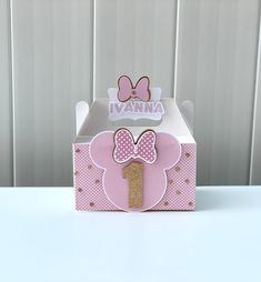 a pink minnie mouse birthday card box