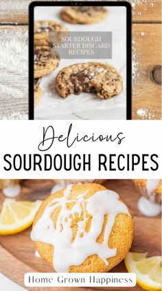 delicious sourdough recipe with lemons and powdered sugar on top, in front of