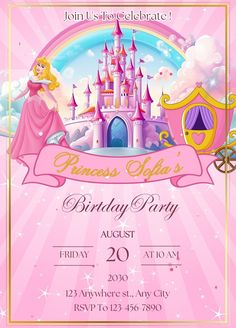 the princess birthday party is in pink and gold