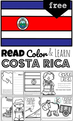 the costa rican flag is featured in this free printable coloring page for kids to color