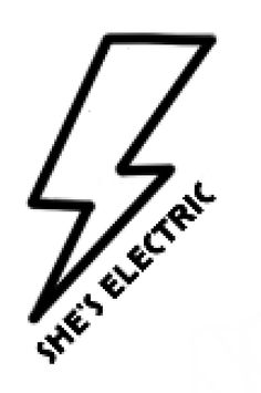 a black and white photo of a lightning bolt with the words, happy electric on it