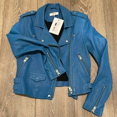 Brand New With Tags. Never Worn. Iro Blue Creek Leather Jacket. Size 36 Slim Fit 2 Side Zipper Pockets Buckle Tab Waist Shell 100% Lamb Leather Lining 100% Rayon Blue Leather Jacket For Spring, Blue Long Sleeve Biker Jacket For Work, Designer Blue Outerwear For Spring, Chic Blue Leather Jacket For Work, Chic Blue Biker Jacket With Long Sleeves, Designer Blue Outerwear For Fall, Chic Blue Long Sleeve Biker Jacket, Blue Spring Biker Jacket For Work, Blue Biker Jacket For Spring Workwear