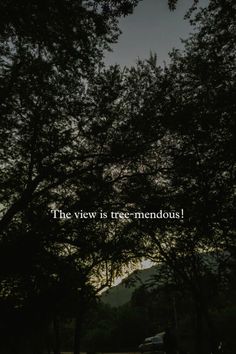 the view is tree - mendouus, and it's in front of some trees