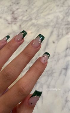 Simple Diamond Acrylic Nails, Mail Designs Acrylic, Mail Ideas Acrylic, Hoco Nails, Quinceanera Nails, Green Acrylic Nails, Casual Nails, Classy Acrylic Nails, Cute Gel Nails