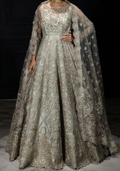 Imrozia Jaeda Pakistani Luxury Net Anarkali - db24453 Net Anarkali, Designer Gown, Organza Top, Pakistani Wedding Dress, Readymade Saree, Lehenga Skirt, Silk Bottoms, Embroidered Organza, Dyed Silk