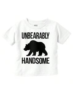 Animal Baby Boy Toddler Graphic Tee Shirt Pun Funny Bear Saying Cutesy Slogan Unbearably Handsome Quote Casual Everyday Soft Cotton Printed Short Sleeve Crewneck Tshirt Baby Clothes Brisco Brands White   Short Sleeve  Animal,Graphic,Letter Tee Medium Stretch All Baby Boys Clothing, size features are:Bust: ,Length: ,Sleeve Length: Handsome Quotes, Cheap Bear Print Graphic Tee, White Crew Neck T-shirt With Bear Print, Casual Short Sleeve T-shirt With Bear Print, Baby Girl Letters, Toddler Graphic Tee, Summer Bear Print Short Sleeve T-shirt, White Short Sleeve T-shirt With Bear Print, Funny Bears