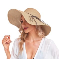 PRICES MAY VARY. 【One size fits most individuals:】The brim width of the beach hat reaches 4.3 inches/11cm, with a head circumference about 22.4-23.6inches/ 57cm-60cm. Our sun hats for women comes with an adjustable head circumference cord so you can easily adjust it for the most comfortable fit. 【Wide brim design for full sun protection】The brim of the straw beach hat is wide and slightly downward, which helps to better protect your skin. Our summer hats for women have high sun protection factor Brim Hats For Women, Straw Hats For Women, Beach Hats For Women, Packable Sun Hat, Womens Beach Hat, Womens Straw Hats, Floppy Beach Hat, Wide Brim Straw Hat, Straw Hat Beach