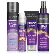 Shop our four bestselling, frizz-eliminating, humidity-protecting Frizz Ease products in the Essentials Bundle. Bundle the Moisture Barrier Hairspray, Extra Strength Serum, Secret Weapon Touch-Up Crème, and Daily Nourishment Leave-In Conditioner and receive 10% off. John Frieda, Moringa Oil, Frizz Free Hair, Frizz Free, Leave In Conditioner, Multi Tasking, Avocado Oil, Leave In, Damaged Hair