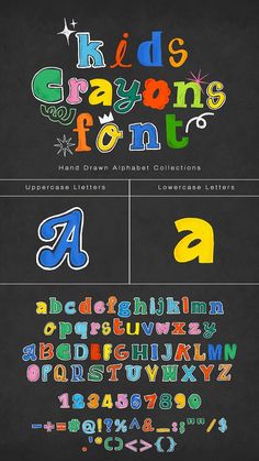 the colorful font and numbers are all drawn in different colors, shapes, and sizes