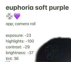 an advertisement for a camera roll with the text euphora soft purple