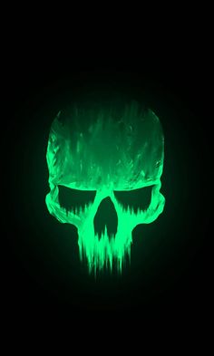 a green skull glows in the dark