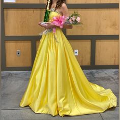 Winning Pageant Dress Size 00 Comes With Matching Earrings *A Little Dirty On The Bottom But Can Be Dry Cleaned* Yellow Pageant Dresses, Yellow Gown, Sherri Hill Dresses, Pageant Dress, Sherri Hill, Matching Earrings, Colorful Dresses, Prom Dresses, Prom