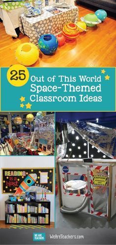 the book cover for 25 out of this world space - themed classroom ideas is shown