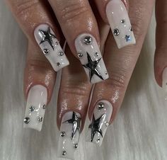 Modern Black Nail Designs, Mercury Nails, Subversive Nails, Nail Ideas Y2k Long, Grunge Nails Acrylic, Grunge Nail Inspo, 00s Nails