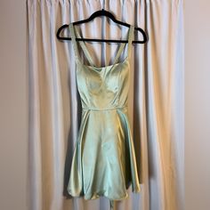 Sage Green Satin Dress, Size 1. Never Worn, New With Tags. Lace Up Back, Adjustable Size, Molded Cups. Perfect For A Formal Dance, Holiday Party, Or Night Out With Friends! Green Satin Tie-back Mini Dress, Green Satin Dress, Formal Dance, Windsor Dresses, Green Satin, Satin Dresses, Sage Green, Night Out, Prom