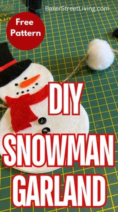 Diy Felt Snowman, Snowman Garland, Felt Snowman, Puff Paint, Diy Snowman, Pop Up Window, Diy Scarf, Snowmen Patterns, Diy Felt