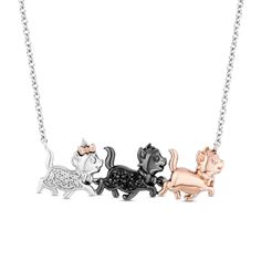 Cute Aristocats Kittens Charm Necklace / Diamond 14K Three Tone Gold Over Pendant / Girls Cat Gift Pendant / Silver Necklace with Free Chain ------------------------------------------------------------------------------------------------------------------------------------- THE KITTENS NECKLACE ✨ Metal: High Quality Solid 925 Sterling Silver ✨ Metal Finish: Two Tone Gold Finish STONE DETAIL  * Stone: Diamond * Stone Shape: Round * Stone Color: White & White * Stone Creation: Lab-Created  * All our jewelry is custom made by hand with Love and Care in our workshop ♥ * Free Engrave & Gift Box * Stone Customization Available ------------------------------------------------------------------------------------------------------------------------------------- ✪ CUSTOM SERVICE -  Have your own des Silver Cat Pendant, Whimsical Necklace, Disney Treasures, Sterling Silver Cat, Kay Jewelers, Cat Pendants, Charm Pendant Necklace, Silver Pendant Necklace, Morganite