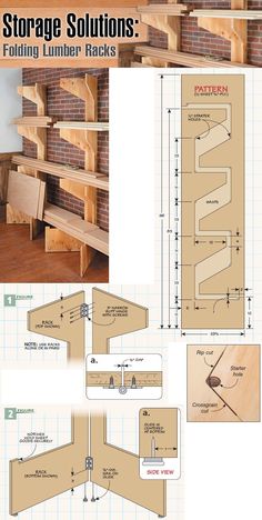 the instructions for building a storage rack with woodworking tools and plans to build it