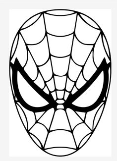 a spiderman face with black and white lines in the center, on a white background