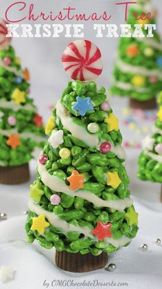 small christmas trees made out of candy and candies