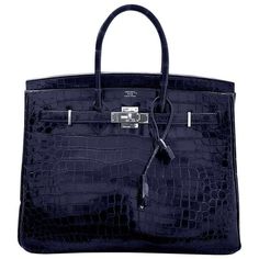 Blue Birkin Bag, Blue Birkin, Luxury Bags Collection, Crocodile Bags, Perfect Handbag, Kelly Bag, Looks Street Style, Hermes Handbags