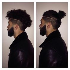 Rasheed Ashanie Man Bun Curly Hair, Man Bun Undercut, Mohawk For Men, Men With Long Hair, Mens Hairstyles Medium, Fashion Hairstyles, Hairstyles For