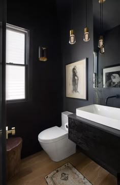 Small Dark Bathroom, Floating Vanity Bathroom, Black Powder Room, Moody Bathroom, Dark Bathroom Ideas, Dark Bathroom, Bathroom Design Black