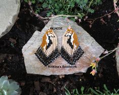 Jewelry :: Earrings :: Native American Style Beaded Earrings - Beaded Fox Earrings - Fox Jewelry - Fox Earrings - Made by Kilikina Fox Seed Bead Earrings, Loom Earrings, Fox Earrings, Fox Jewelry, Beaded Earrings Tutorials, Native American Style, Handmade Earrings Beaded, Bead Loom Patterns, Bead Loom